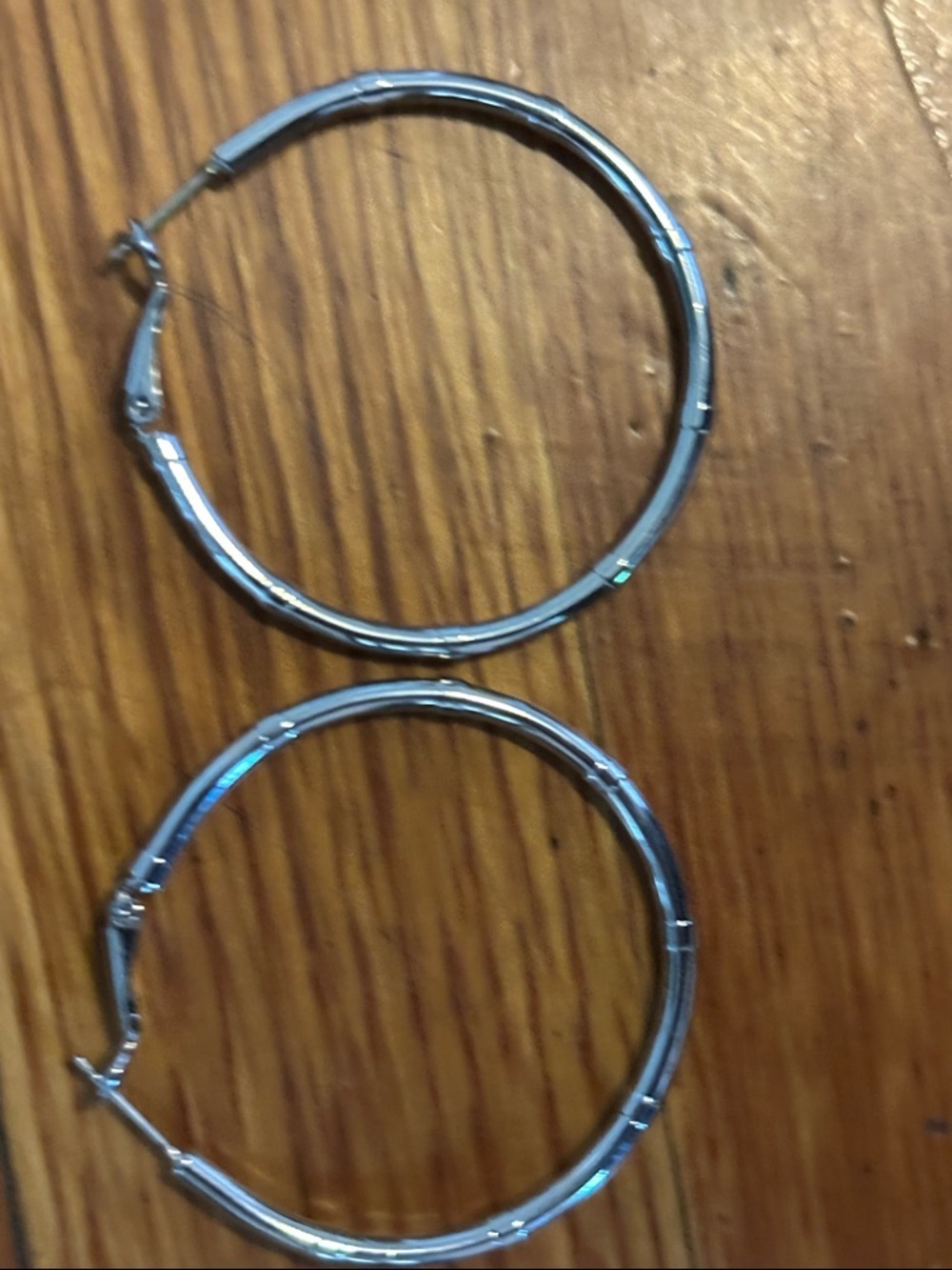 Marlyn Shiff Silver Hoop Earrings - with bamboo detail